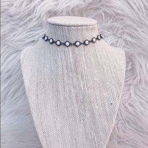 Raw and Rebellious Indigo Puff Choker White